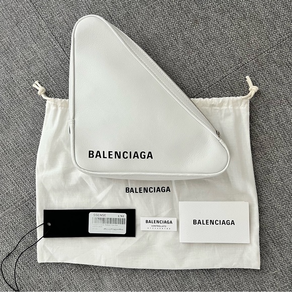 Authentic Balenciaga White Triangle Pouch Clutch - Picture 12 of 12